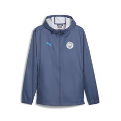Kurtka treningowa Manchester City 2024/25. Niebieskie kurtki Puma, l, bez wzorów, bez kaptura, do piłki nożnej. W wyprzedaży za 275.30 zł.