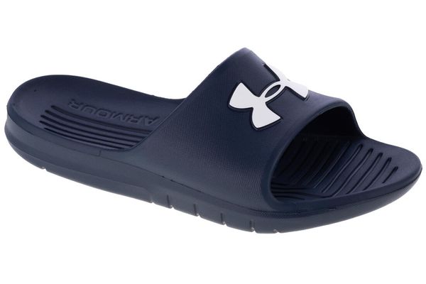 Klapki na basen męskie Under Armour Core Pth Slide. Niebieskie klapki Under Armour, z materiału. Za 198.70 zł.