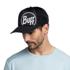 Czapka z daszkiem Trucker Logo Black. Czarne czapki z daszkiem Buff, na lato, bez wzorów, z materiału. Za 83.00 zł.