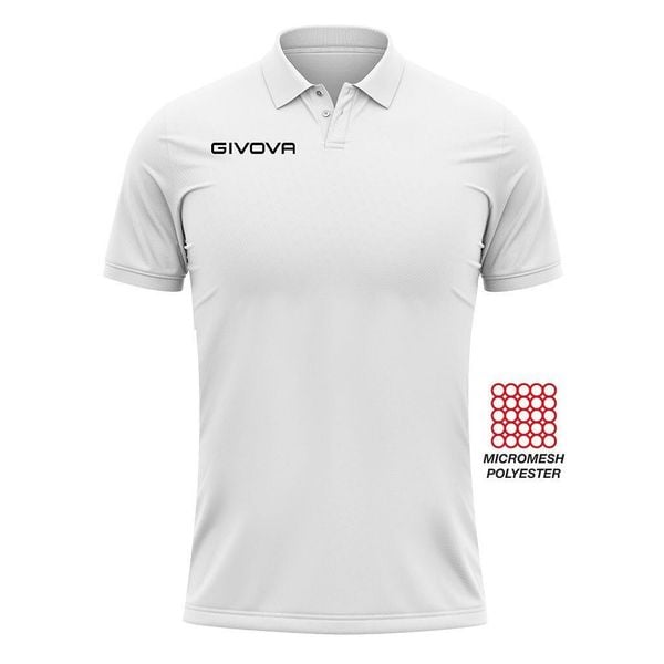Givova kieszeń polo z siatki, rozmiar S. Białe koszulki polo Givova, s, bez wzorów, z dzianiny, bez kołnierzyka, bez ramiączek. Za 46.33 zł.