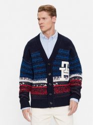 Tommy Hilfiger Kardigan MW0MW33088 Granatowy Regular Fit. Niebieskie swetry rozpinane Tommy Hilfiger, m, bez wzorów, z bawełny, bez kołnierzyka, bez ramiączek. Za 1,709.00 zł.