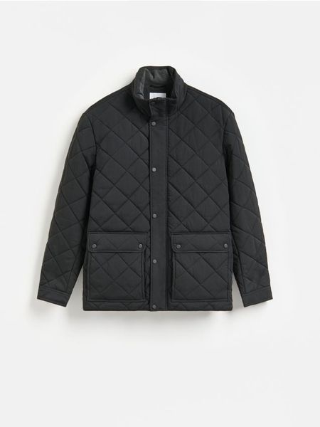 Pikowana kurtka ze stójką - czarny. Czarne kurtki Reserved, l, bez wzorów, z tkaniny, bez kaptura. Za 279.99 zł.
