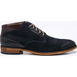 Domeno - Buty. Niebieskie botki sznurowane Domeno, bez wzorów, z materiału, z okrągłym noskiem, bez obcasa, bez zapięcia. W wyprzedaży za 159.90 zł.