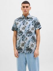 Jack & Jones Koszula - Regular fit - w kolorze błękitnym rozmiar: L. Niebieskie koszule Jack & Jones, l, bez wzorów, z bawełny, bez kołnierzyka, bez ramiączek. Za 79.59 zł.