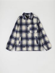 Kurtka koszulowa - granatowy. Niebieskie kurtki Sinsay, l, bez wzorów, bez kaptura. Za 119.99 zł.