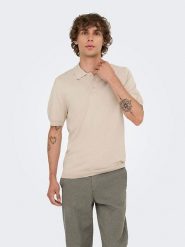 ONLY & SONS Koszulka polo "Onswyler" w kolorze beżowym rozmiar: M. Brązowe koszulki polo Only & Sons, m, bez wzorów, bez kołnierzyka, bez ramiączek. Za 74.28 zł.