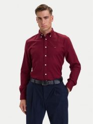 Tommy Hilfiger Koszula Flannel Solid MW0MW40469 Bordowy Regular Fit. Czerwone koszule Tommy Hilfiger, m, bez wzorów, z bawełny, bez kołnierzyka, bez ramiączek. Za 369.99 zł.