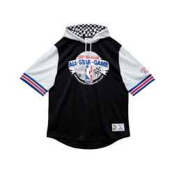 Krótki rękaw bluza z kapturem z siateczki Mitchell & Ness All Star. Czarne bluzy Mitchell & Ness, m, bez wzorów, z kapturem. Za 428.00 zł.