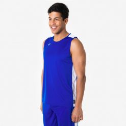 Koszulka do koszykówki bez rękawów unisex Tank 100. Białe bezrękawniki KIPSTA, l, bez wzorów, z materiału, bez kołnierzyka, bez ramiączek. Za 29.99 zł.