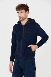 AERONAUTICA MILITARE Granatowa męska bluza z kapturem, Rozmiar XXL. Niebieskie bluzy Aeronautica Militare, m, bez wzorów, z kapturem. W wyprzedaży za 609.99 zł.