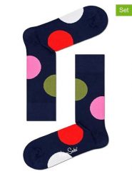 Happy Socks Skarpety "Jumbo Dot" w kolorze granatowym ze wzorem rozmiar: 41-46. Niebieskie skarpety Happy Socks, bez wzorów. Za 40.90 zł.