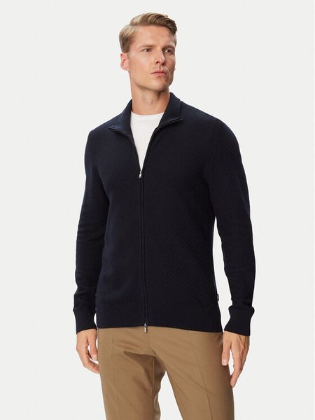 BOSS Kardigan H-Loretti 50565500 Granatowy Regular Fit. Niebieskie swetry rozpinane Boss, l, bez wzorów, z bawełny, bez kołnierzyka, bez ramiączek. Za 899.99 zł.