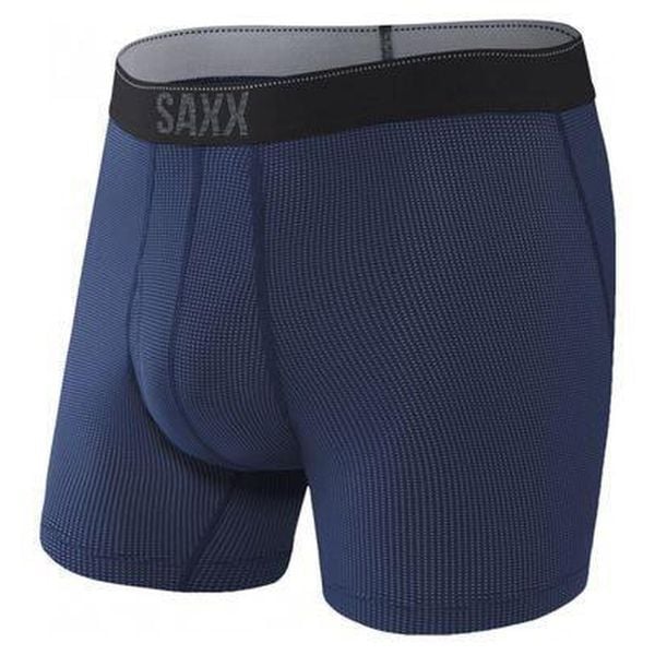 Bokserki termoaktywne męskie Saxx Quest Boxer Brief Fly. Niebieskie bielizna termoaktywna Saxx, m, bez wzorów, bez ramiączek, do biegania. Za 98.99 zł.