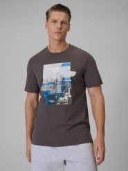 4F T-shirt regular z nadrukiem męski - szary 3XL. Szare t-shirty 4F, m, bez wzorów, z dzianiny, bez kołnierzyka, bez ramiączek. Za 69.99 zł.