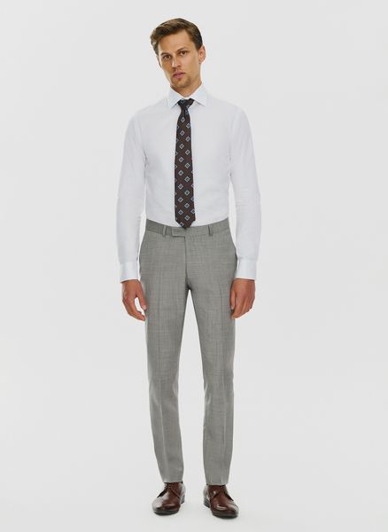 PAKO LORENTE – Męskie spodnie garniturowe w odcieniu szarym. Szare eleganckie spodnie Pako Lorente, m, z lycry, eleganckie. Za 699.99 zł.