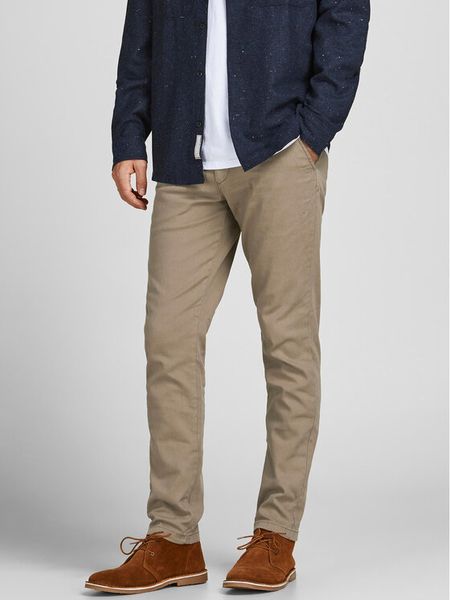 Jack & Jones Spodnie materiałowe Marco Dave 12174307 Beżowy Slim Fit. Brązowe spodnie materiałowe Jack & Jones, m, bez wzorów, z bawełny. Za 79.99 zł.