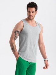 Męska bawełniana koszulka tank top BASIC – szary melanż V2 OM-TSBT-0192 - XXL. Szare bezrękawniki Ombre Clothing, l, bez wzorów, z bawełny, bez kołnierzyka, bez ramiączek. W wyprzedaży za 39.99 zł.