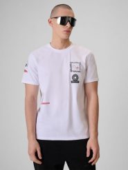 4F T-shirt regular z nadrukiem męski - biały XXL. Białe t-shirty 4F, m, bez wzorów, z bawełny, bez kołnierzyka, bez ramiączek. Za 79.99 zł.
