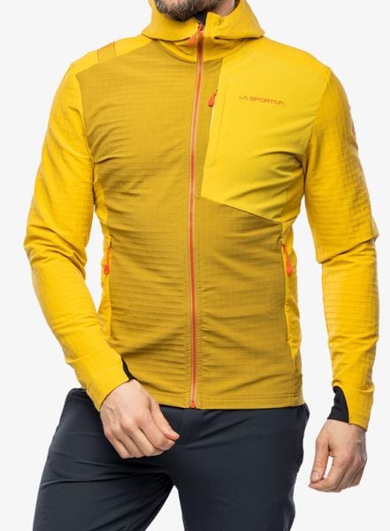 Kurtka softshell męska La Sportiva Descender Storm Jkt. Żółte kurtki La Sportiva, m, bez wzorów, z polaru, bez kaptura. Za 714.99 zł.