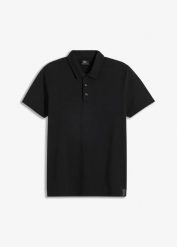 Shirt polo funkcjonalny, szybko schnący. Czarne koszulki polo bonprix, m, bez wzorów, bez kołnierzyka, bez ramiączek. Za 67.99 zł.