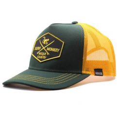 Czapka Trucker - 5 Paneli / Dorośli / Jeden rozmiar (Granatowy/Żółty). Niebieskie czapki z daszkiem SURF MONKEY, z aplikacjami, z bawełny. Za 159.95 zł.