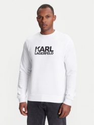 KARL LAGERFELD Bluza 705091 553917 Biały Regular Fit. Białe bluzy KARL LAGERFELD, l, bez wzorów, z bawełny, bez kaptura. Za 359.99 zł.