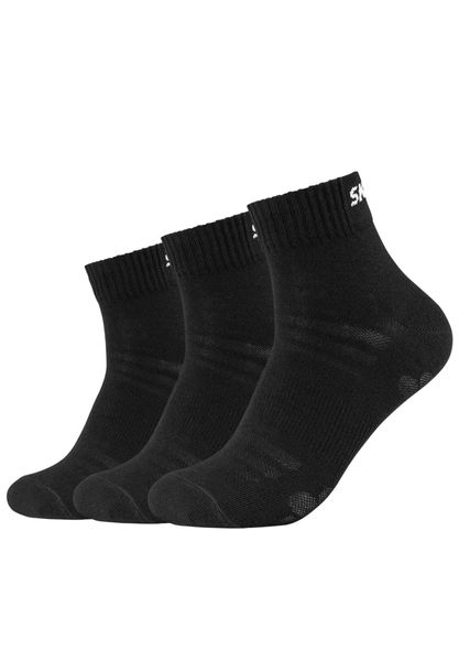 Skarpetki sportowe dla dorosłych 3PPK Unisex Mesh Ventilation Quarter Socks. Czarne skarpetki sportowe Skechers, bez wzorów, z bawełny. Za 29.99 zł.