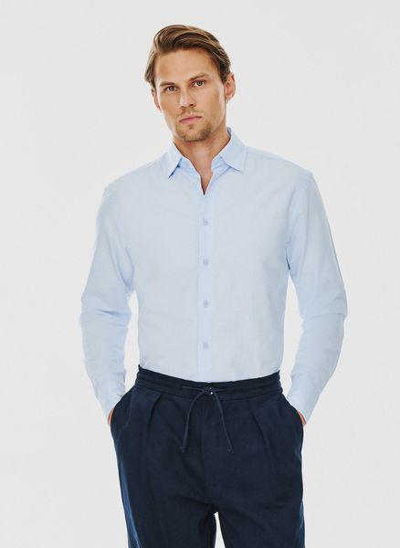 PAKO LORENTE – Niebieska bawełniana koszula męska. Niebieskie koszule Pako Lorente, m, bez wzorów, z bawełny, bez kołnierzyka, bez ramiączek. Za 99.99 zł.