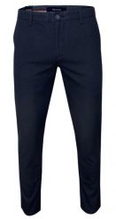 Granatowe Casualowe Męskie Spodnie -RIGON- Zwężane, Bawełniane z Lycrą, Chinosy. Eleganckie spodnie Rigon, m, z bawełny. Za 145.00 zł.