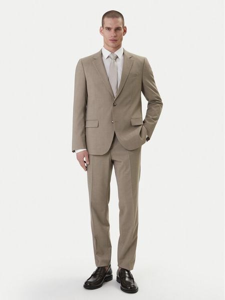 HUGO Garnitur Henry/Getlin232X 50557616 Beżowy Slim Fit. Brązowe garnitury Hugo, m, bez wzorów, z syntetyku. Za 1,240.99 zł.