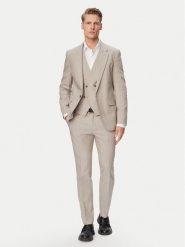 HUGO Garnitur Arti/Hesten242V1X 50559671 Beżowy Extra Slim Fit. Brązowe garnitury Hugo, m, bez wzorów, z bawełny. Za 2,599.00 zł.