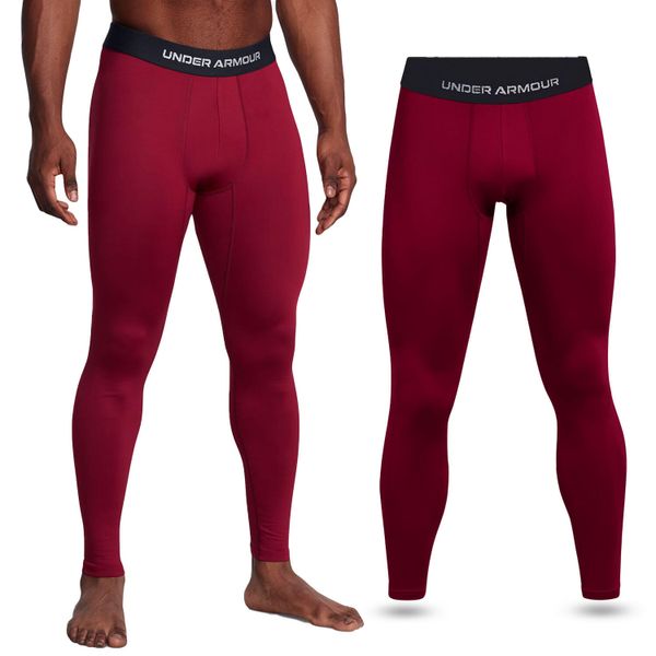 Legginsy sportowe męskie Under Armour getry szybkoschnące treningowe. Czerwone legginsy długie sportowe Under Armour, m, bez wzorów, do biegania. Za 199.99 zł.