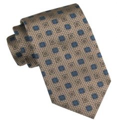 Klasyczny, Męski Krawat - Szeroki - Chattier - Beż w Grochy. Krawaty i muchy Chattier, bez wzorów, z tkaniny. Za 49.00 zł.