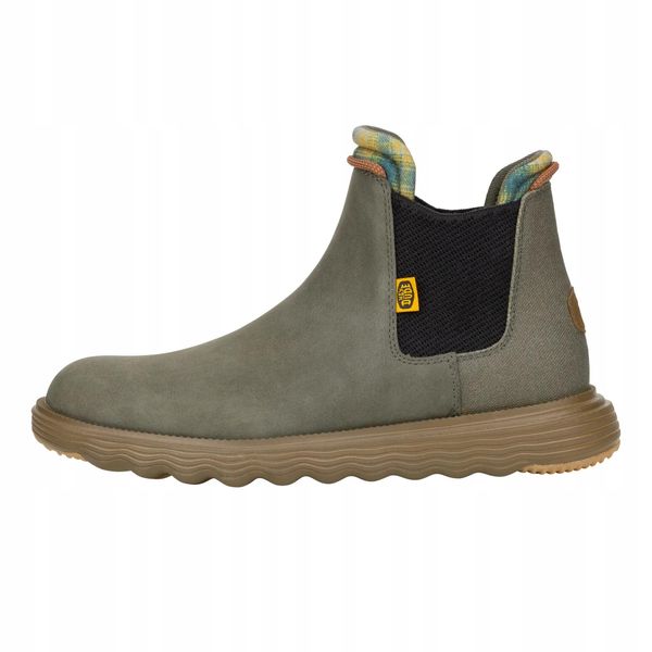 HEYDUDE Męskie Sztyblety Branson Classic. Zielone sztyblety Hey dude, bez wzorów, z materiału, bez obcasa, bez zapięcia. Za 439.00 zł.
