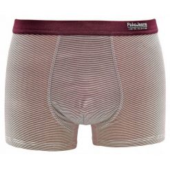 Majtki, Bokserki Bordowe w Paski, Męskie, Elastyczne, Obcisłe, -Pako Jeans. Czerwone bokserki Pako Jeans, l, bez wzorów, z bawełny. Za 33.00 zł.