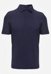 Granatowa Gładka Koszulka Polo o Klasycznym Kroju Sinopea. Niebieskie koszulki polo sportowe Born2be, l, bez wzorów, z jeansu, bez kołnierzyka, bez ramiączek. Za 79.99 zł.