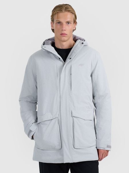 4F Parka przejściowa membrana 8000 męska - szara M. Szare kurtki przeciwdeszczowe 4F, m, bez wzorów, bez kaptura. Za 699.99 zł.