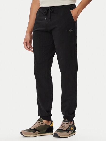 Aeronautica Militare Spodnie dresowe 262PF0872UF00459 Czarny Regular Fit. Czarne spodnie materiałowe Aeronautica Militare, m, bez wzorów, z dresówki. Za 394.99 zł.