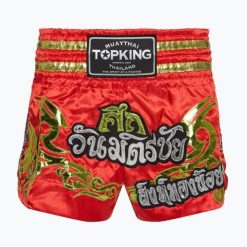 Spodenki treningowe Top King Kickboxing. Czerwone krótkie spodenki sportowe TOP KING, l, bez wzorów, z materiału. Za 239.99 zł.