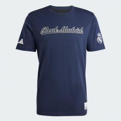 Koszulka Real Madrid US 2025/26. Białe t-shirty sportowe Adidas, bez wzorów, bez ramiączek, do piłki nożnej. Za 179.00 zł.