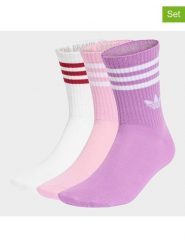 Adidas Skarpety (3 pary) w kolorze jasnoróżowo-fioletowo-białym rozmiar: L. Białe skarpety Adidas, bez wzorów. Za 47.95 zł.