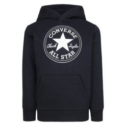Bluza z kapturem Unisex Converse Ctp. Czarne bluzy z kapturem Converse, bez wzorów, z bawełny, z kapturem. Za 192.50 zł.