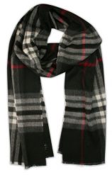 Szalik Biało-Czarny w Kratkę, Miękki, Firmy V.Fraas -Cashmink- Elegancki, Męski. Czerwone szaliki V. Fraas, bez wzorów, z materiału. Za 65.00 zł.