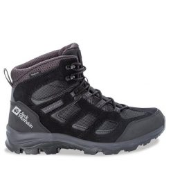 Trekkingi Jack Wolfskin. Czarne botki sznurowane Jack Wolfskin, bez wzorów, bez obcasa, bez zapięcia. Za 469.99 zł.