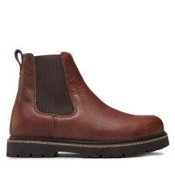 Sztyblety Birkenstock. Brązowe botki sznurowane Birkenstock, bez wzorów, bez obcasa, bez zapięcia. Za 899.99 zł.