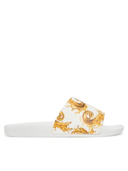 Versace Jeans Couture Klapki 80YA3SQ4 ZS365 G03 Biały. Białe klapki Versace Jeans Couture, z jeansu. Za 184.99 zł.