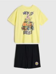 Bawełniana piżama dwuczęściowa SpongeBob - wielobarwny. Piżamy Sinsay, l, bez wzorów, z bawełny, bez ramiączek. Za 45.99 zł.