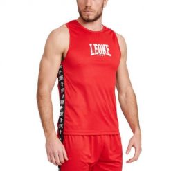 Tank top Leone Ambassador. Czerwone t-shirty sportowe LEONE 1947, bez wzorów, bez ramiączek, na fitness i siłownię. W wyprzedaży za 101.50 zł.