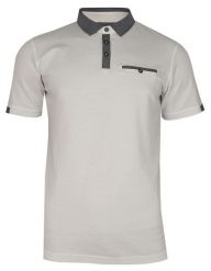 Kremowo-Szara Elegancka Koszulka Polo -RANIR- 100% Bawełna, Męska, Krótki Rękaw. Szare bluzki z długim rękawem Ranir, l, bez wzorów, z bawełny, bez kołnierzyka, bez ramiączek. Za 69.00 zł.