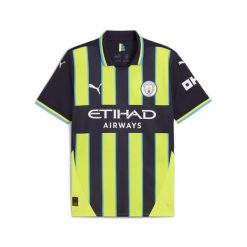 Męska koszulka wyjazdowa Manchester City 24/25 PUMA New Navy Yellow Glow Blue. Niebieskie bluzy z kapturem Puma, m, bez wzorów, z materiału, bez kaptura. Za 249.00 zł.